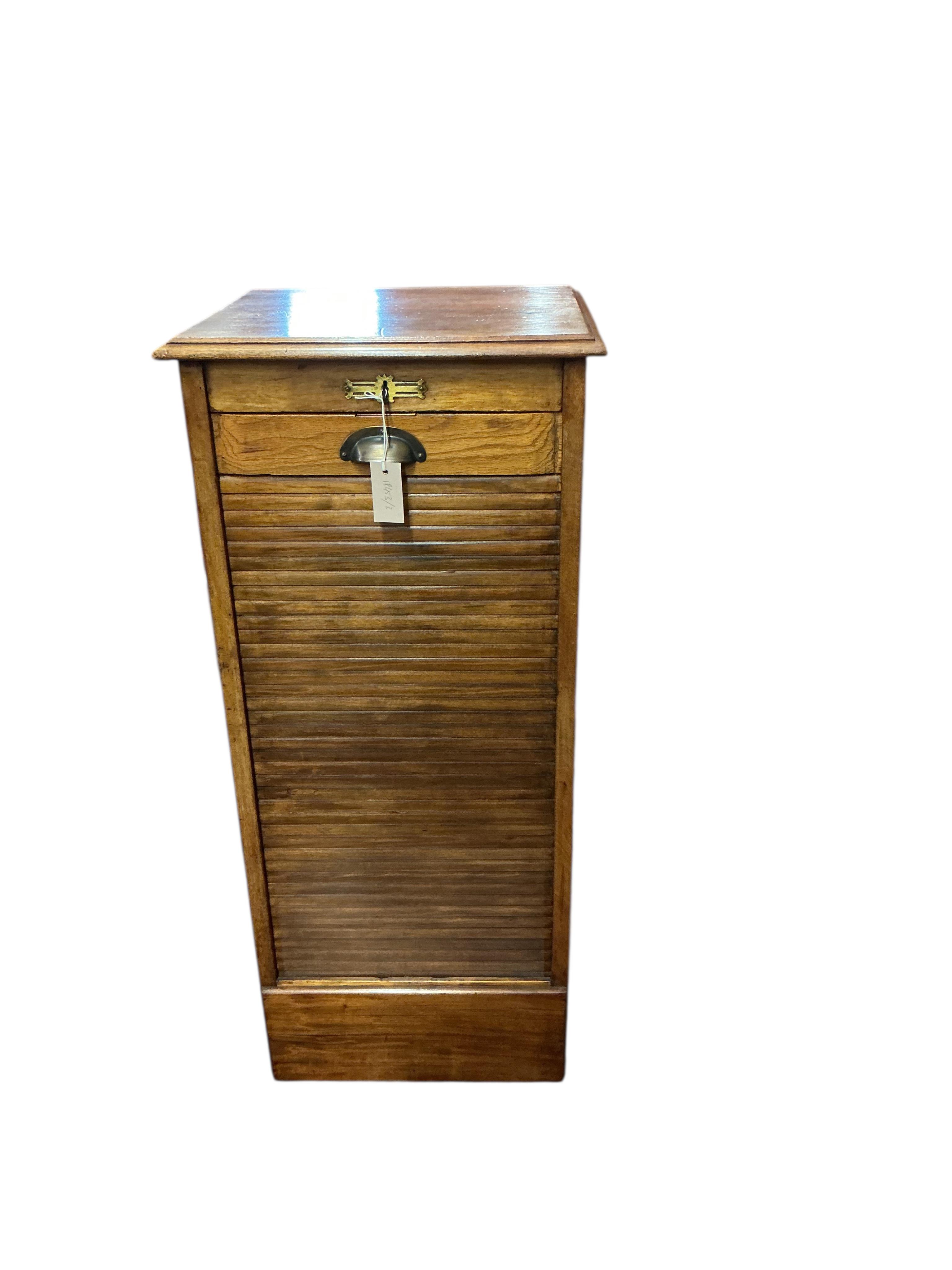 An early 20th century mahogany tambour filing cabinet, width 48cm, depth 43cm, height 107cm